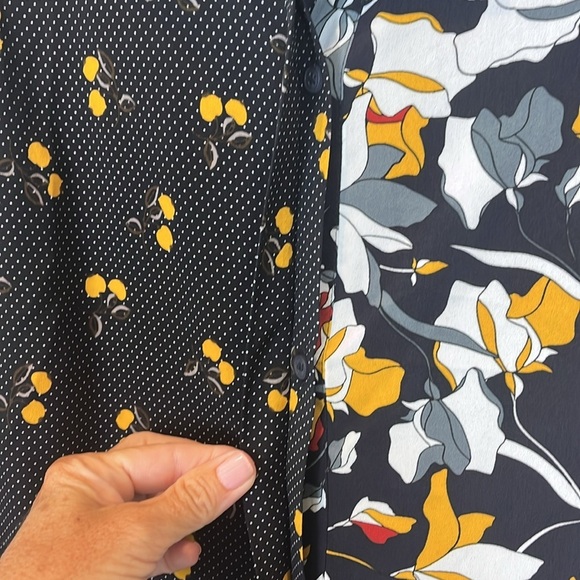 French Connection NWT Navy Yellow Aventine Shirt Medium - Picture 4 of 11